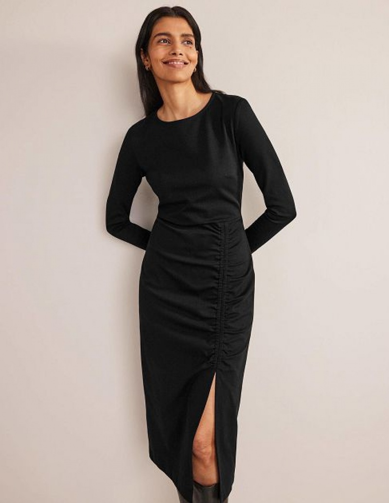 Black Women\'s Boden Ruched Side Jersey Dress | 76408RZWD