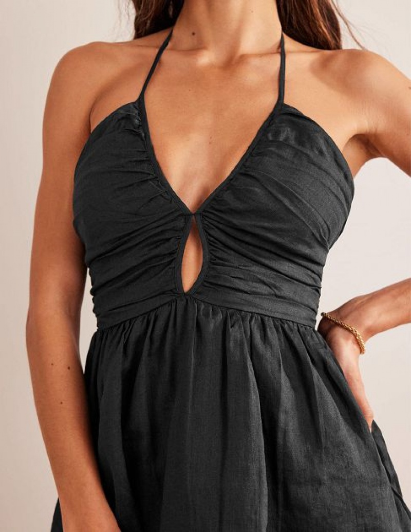 Black Women's Boden Ruched Tiered Maxi Dress | 29065OJGZ