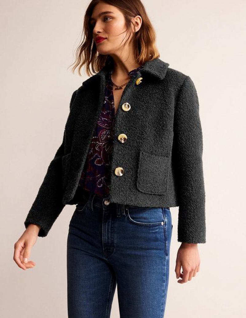 Black Women\'s Boden Rye Cropped Jackets | 61723AZOJ