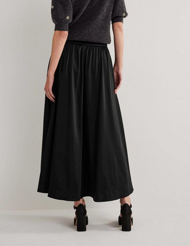 Black Women's Boden Satin Party Skirts | 75468KPND