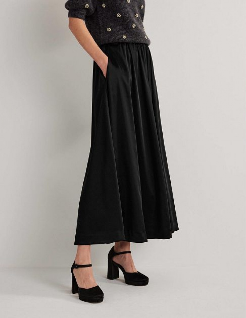 Black Women's Boden Satin Party Skirts | 75468KPND