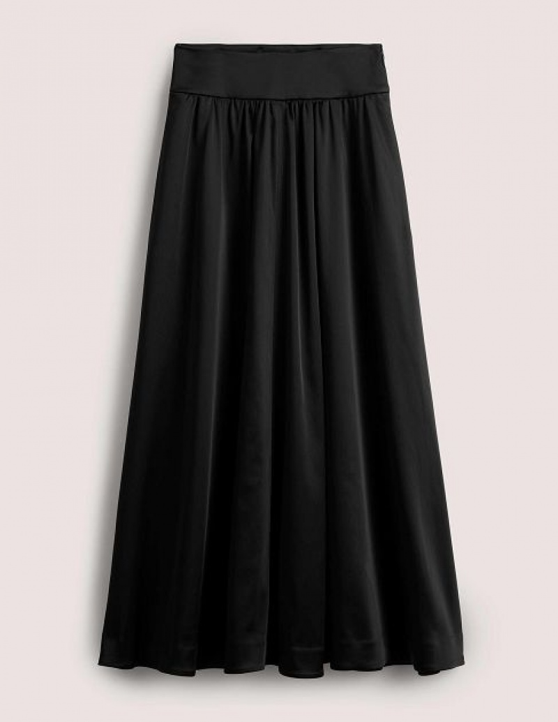 Black Women's Boden Satin Party Skirts | 75468KPND