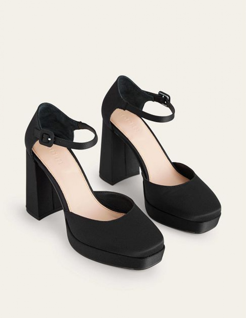 Black Women's Boden Satin Platforms Heels | 54129HOCW