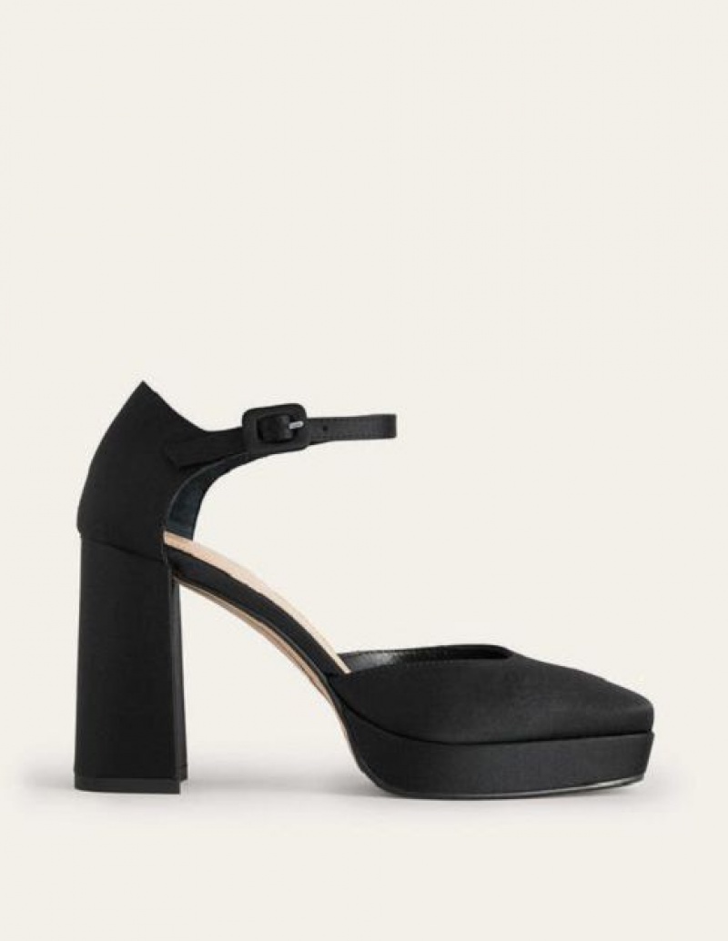 Black Women's Boden Satin Platforms Heels | 54129HOCW