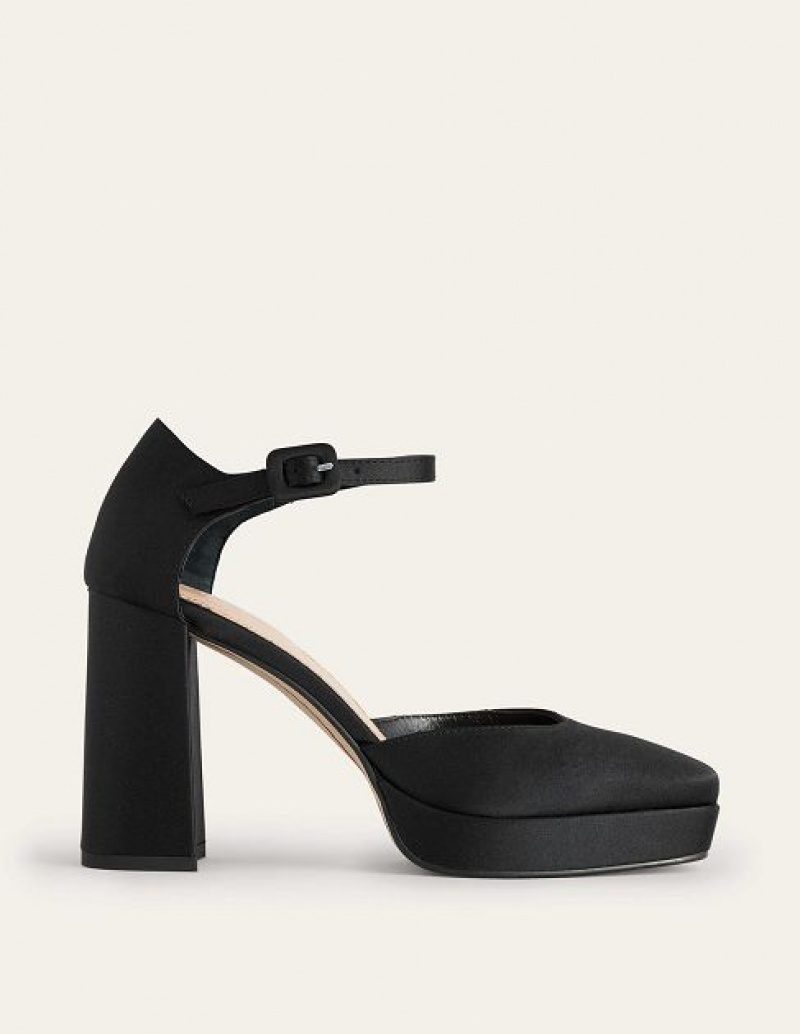 Black Women\'s Boden Satin Platforms Heels | 54129HOCW