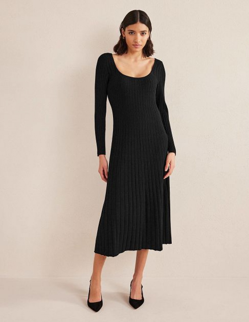 Black Women\'s Boden Scoop Neck Midi Dress | 51967MPEK