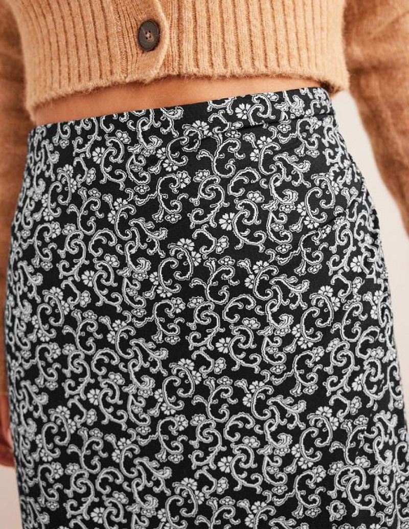 Black Women's Boden Side Split Jersey Skirts | 56492MSFX