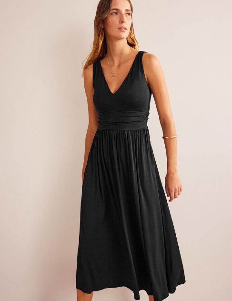 Black Women's Boden Sleeveless Jersey Maxi Dress | 45092BSEL