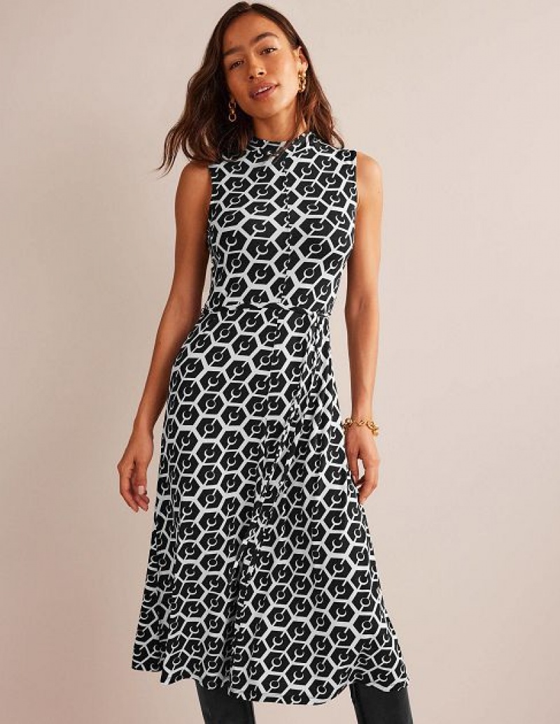 Black Women\'s Boden Sleeveless Jersey Midi Dress | 85460RWGD