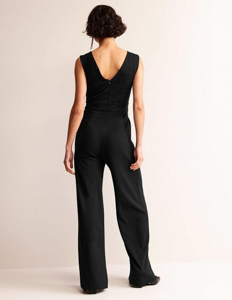 Black Women's Boden Sleeveless Ponte Jumpsuit | 46805OUWD