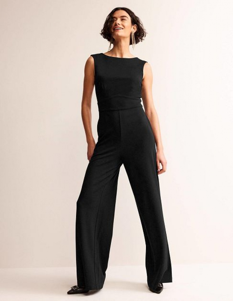 Black Women's Boden Sleeveless Ponte Jumpsuit | 46805OUWD