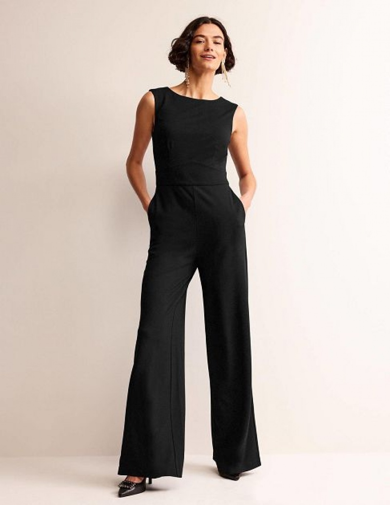 Black Women\'s Boden Sleeveless Ponte Jumpsuit | 46805OUWD