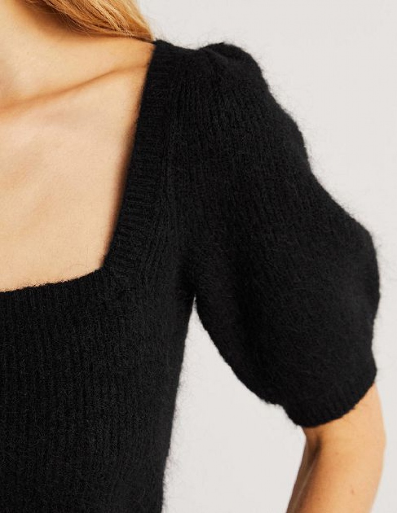 Black Women's Boden Square Neck Fluffy Jumpers | 02341KEBR