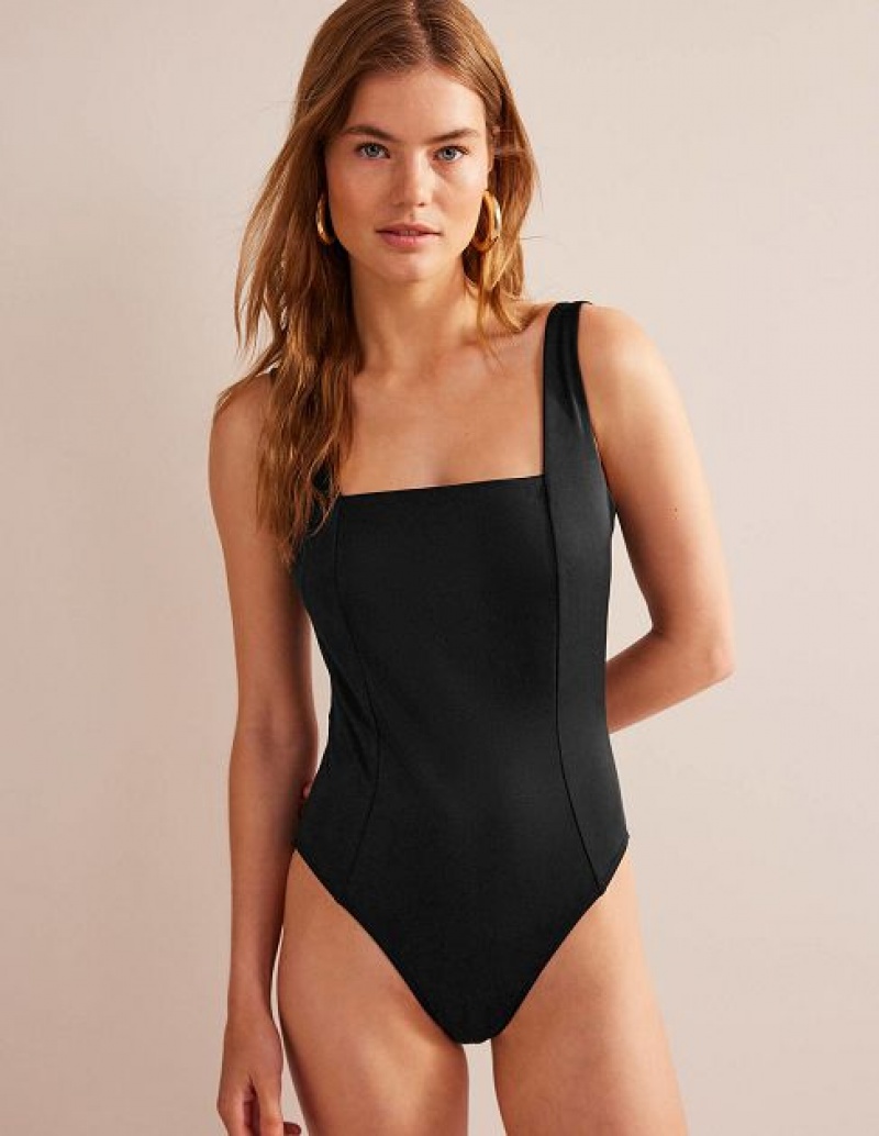 Black Women\'s Boden Square-neck Panelled Swimsuits | 01392ECAQ