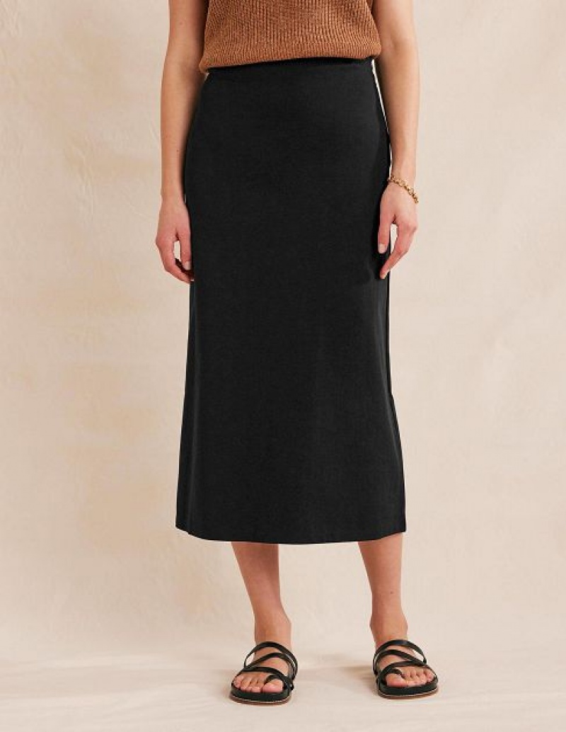 Black Women's Boden Straight Jersey Skirts | 68705CUHT