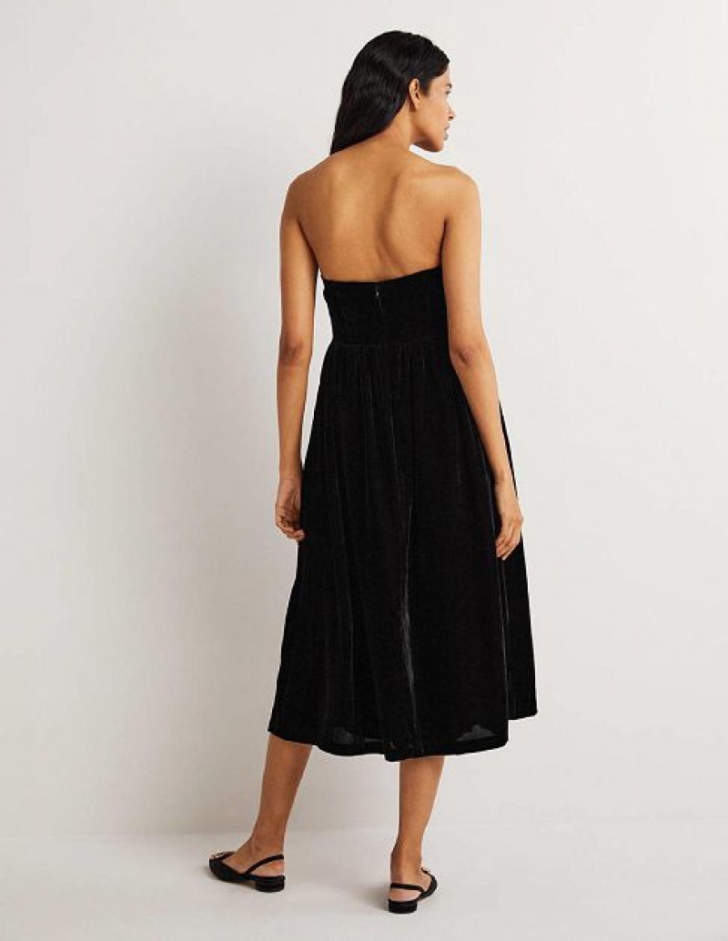 Black Women's Boden Strapless Velvet Dress | 40613BQMO