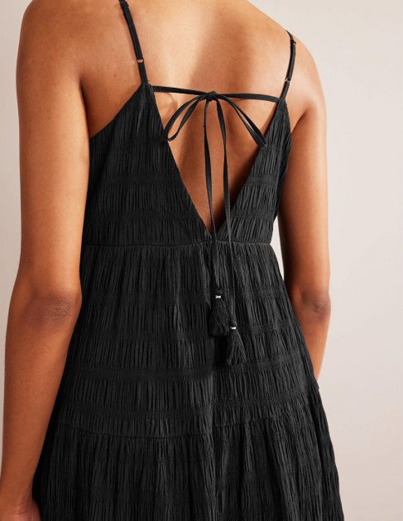 Black Women's Boden Strappy Tiered Maxi Dress | 87914IDQH