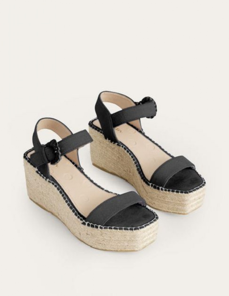 Black Women's Boden Suede Wedge Sandals | 34801NRVU