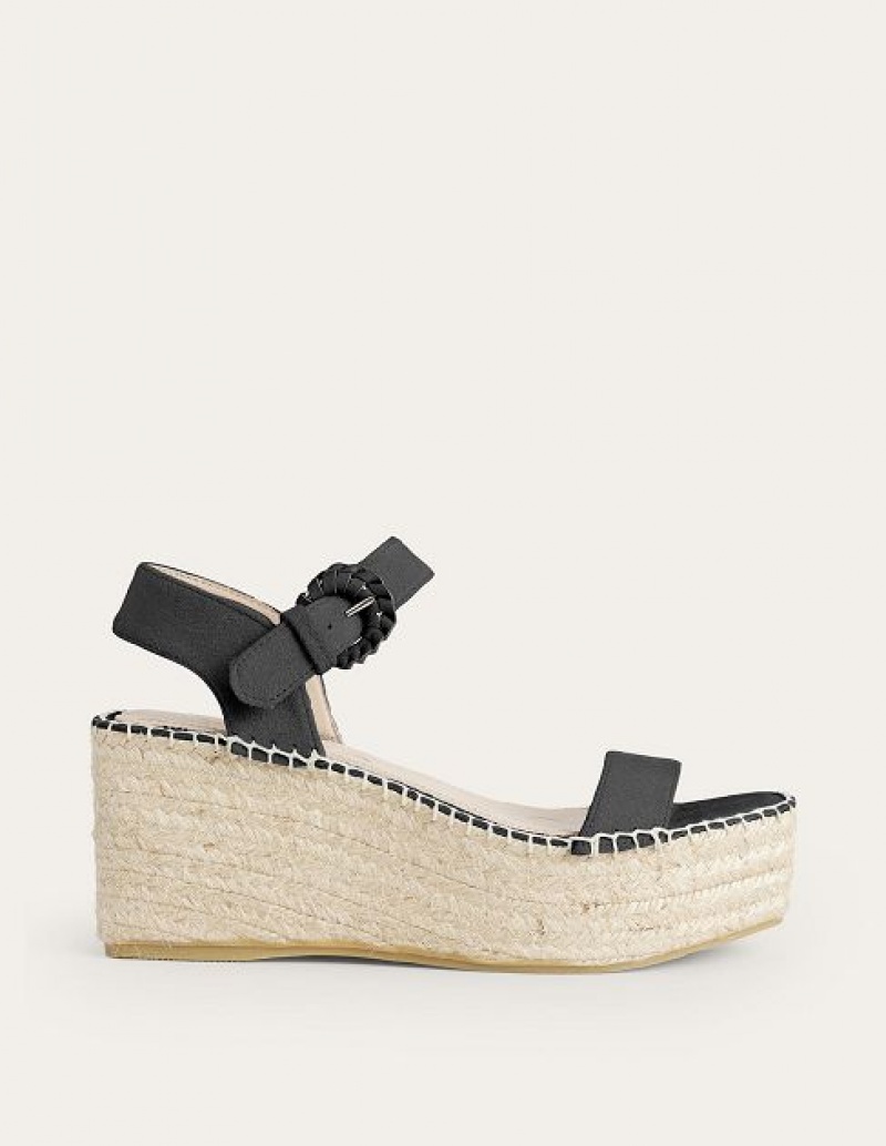 Black Women\'s Boden Suede Wedge Sandals | 34801NRVU