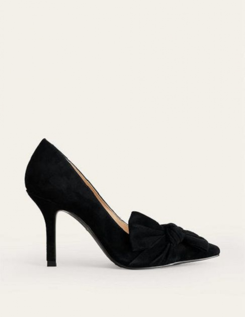 Black Women's Boden Suede-bow Courts Heels | 75694ROPN