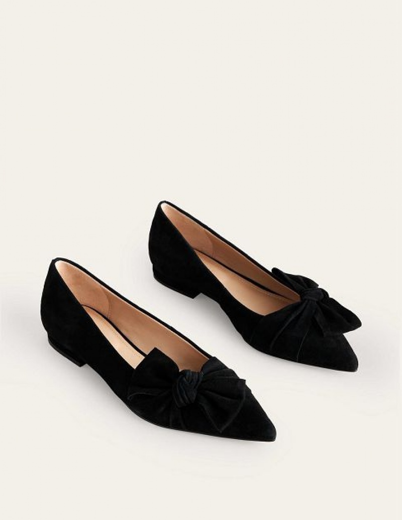 Black Women's Boden Suede-bow Flats | 45982VECU