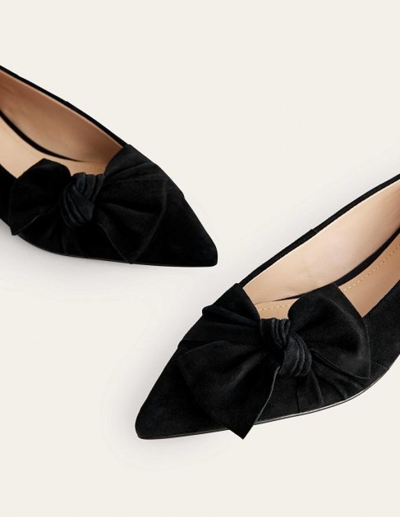 Black Women's Boden Suede-bow Flats | 45982VECU