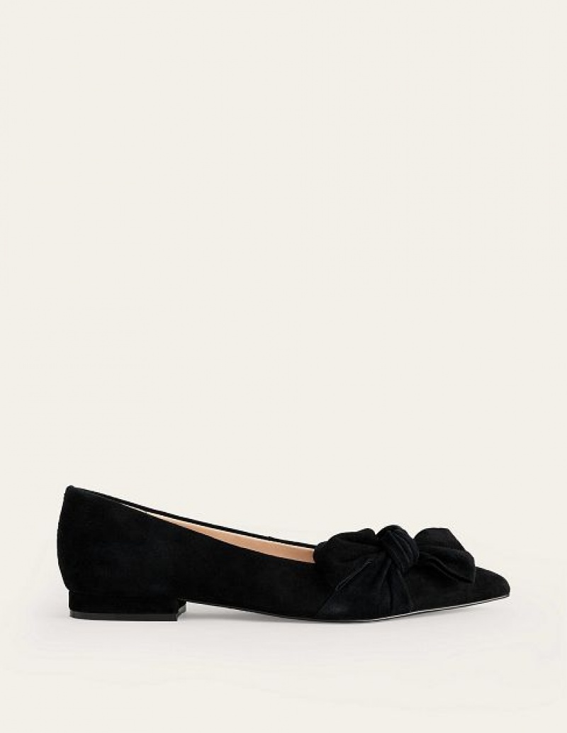 Black Women\'s Boden Suede-bow Flats | 45982VECU