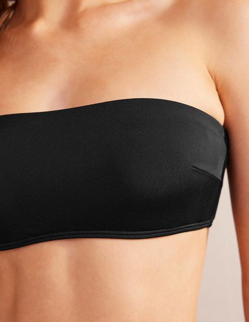 Black Women's Boden Support Bandeau Bikini Tops | 06732ZCHB