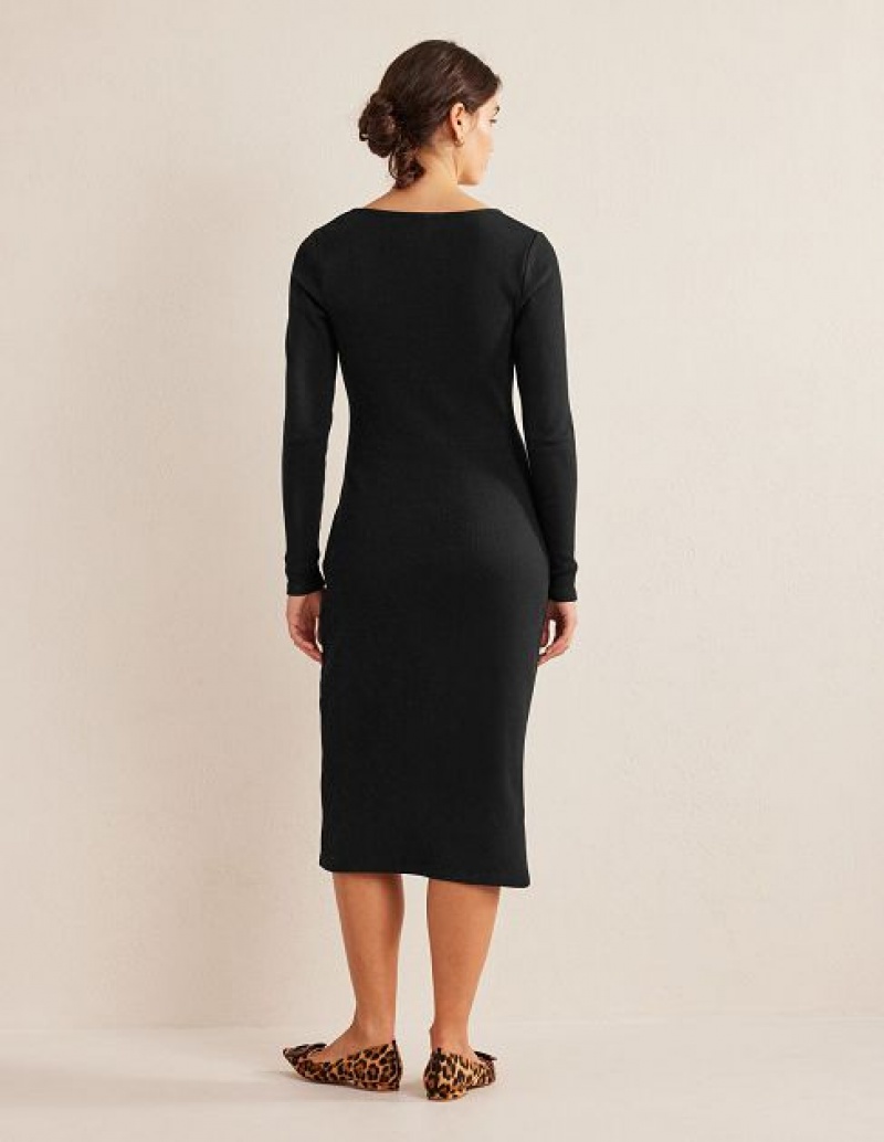 Black Women's Boden Sweetheart Ribbed Jersey Dress | 37026YZVG