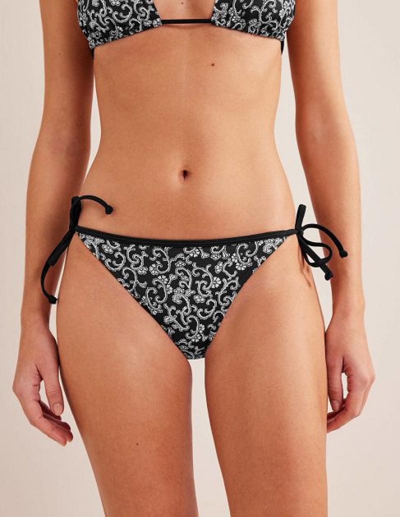 Black Women's Boden Symi String Bikini Bottoms | 47561QNOB