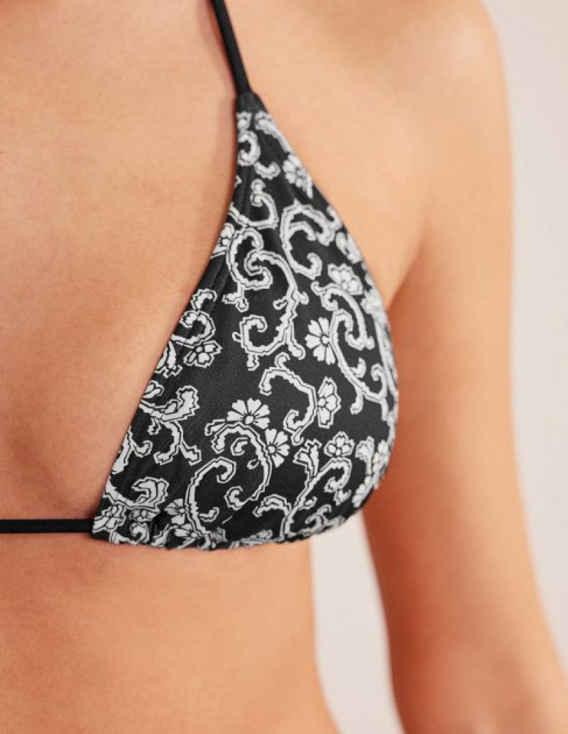 Black Women's Boden Symi String Bikini Tops | 52408IODP