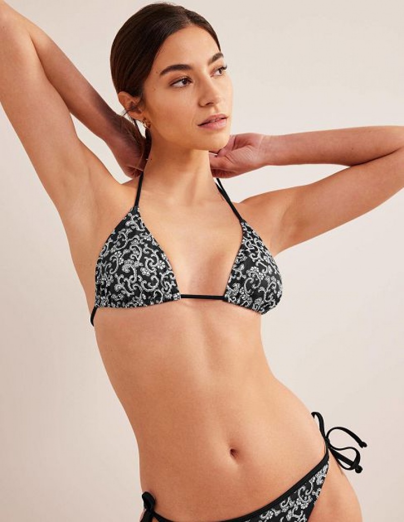 Black Women's Boden Symi String Bikini Tops | 52408IODP