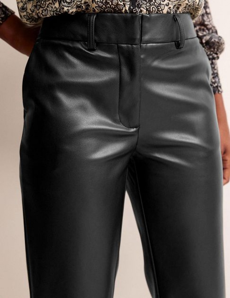 Black Women's Boden Tapered Faux-leather Pants | 28461YLJK