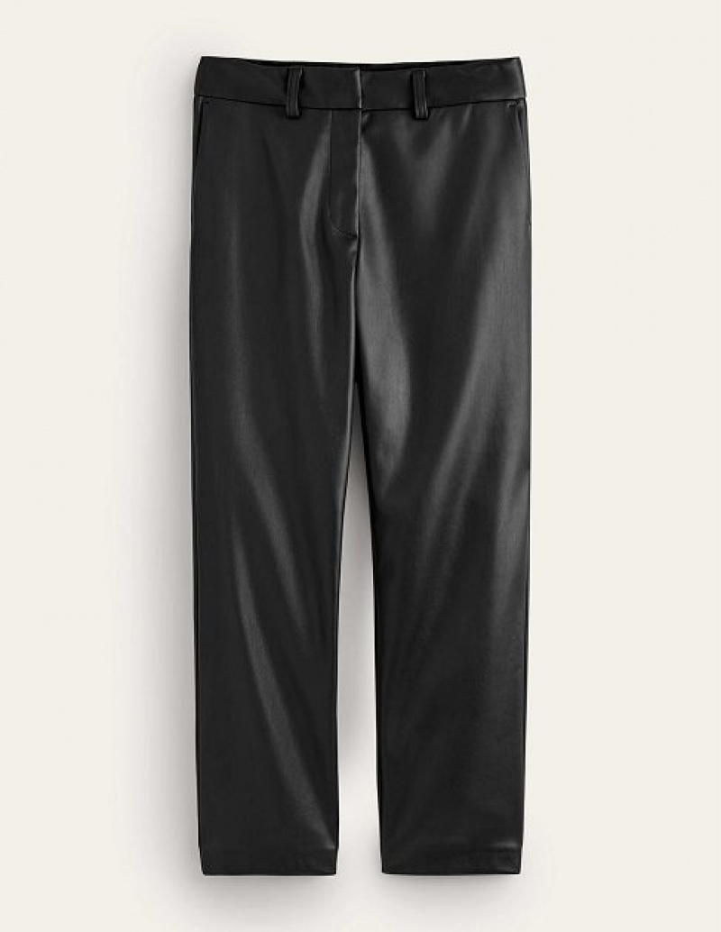 Black Women's Boden Tapered Faux-leather Pants | 28461YLJK