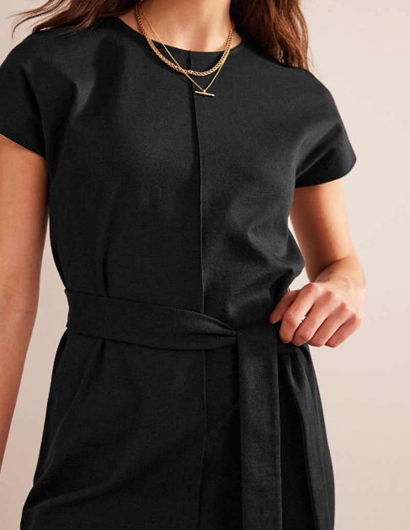 Black Women's Boden Tara Jersey Shirt Dress | 97840UKSP