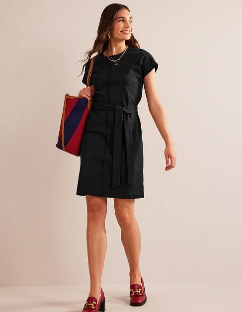 Black Women's Boden Tara Jersey Shirt Dress | 97840UKSP