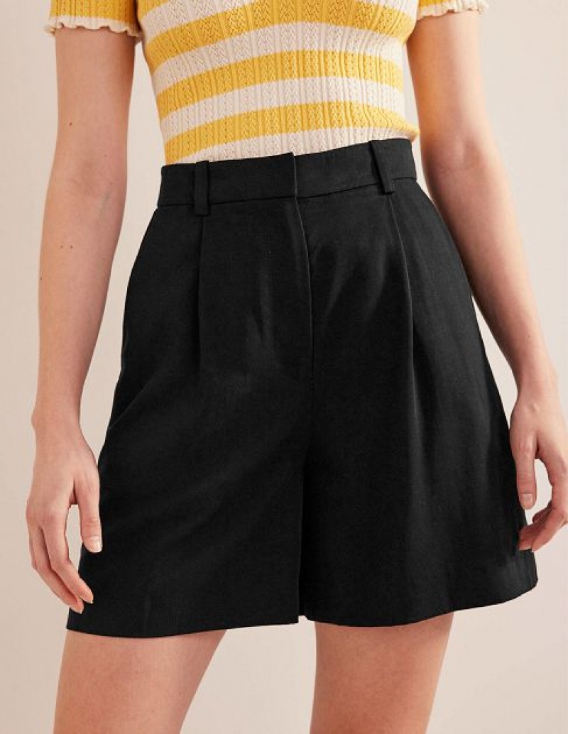 Black Women's Boden Tencel Relaxed Shorts | 38251TFED