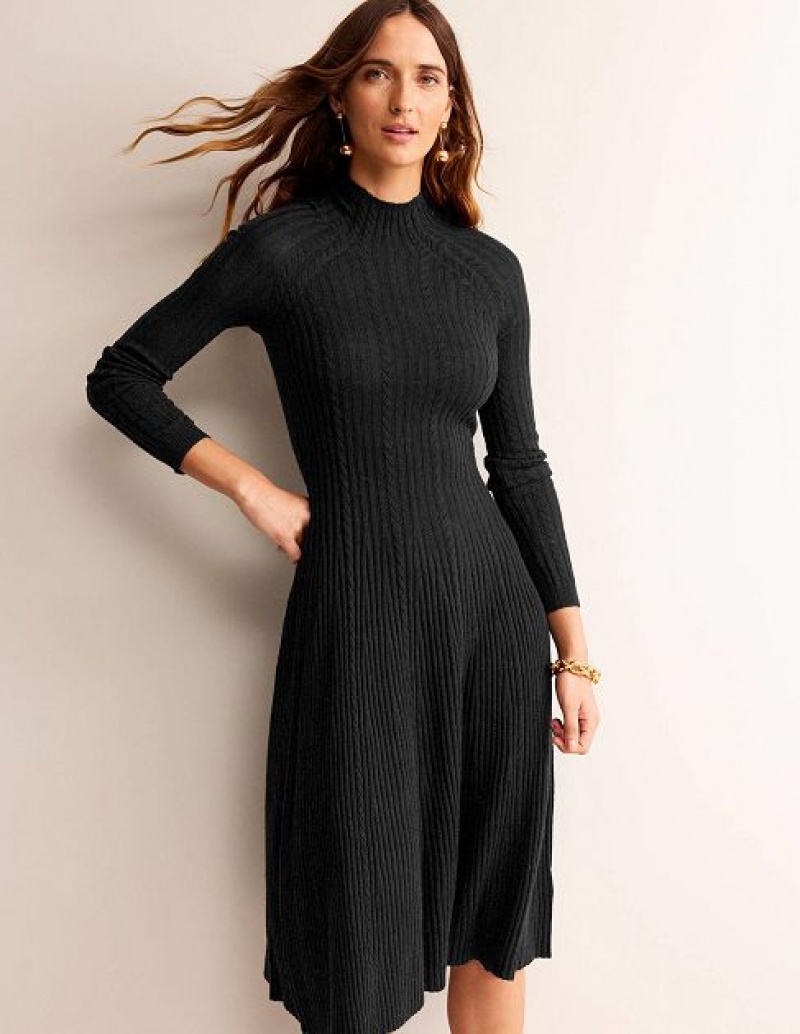 Black Women's Boden Tessa Knitted Dress | 41386ZJAD