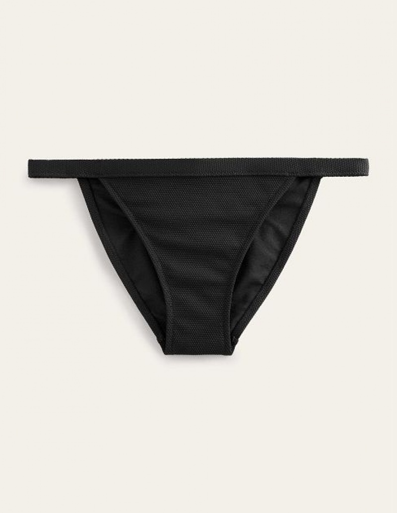 Black Women's Boden Texture Tanga Bikini Bottoms | 18624DAPX