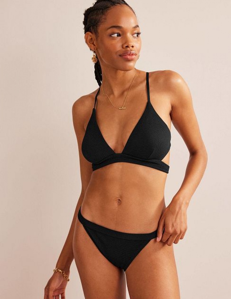 Black Women\'s Boden Texture Tanga Bikini Bottoms | 18624DAPX