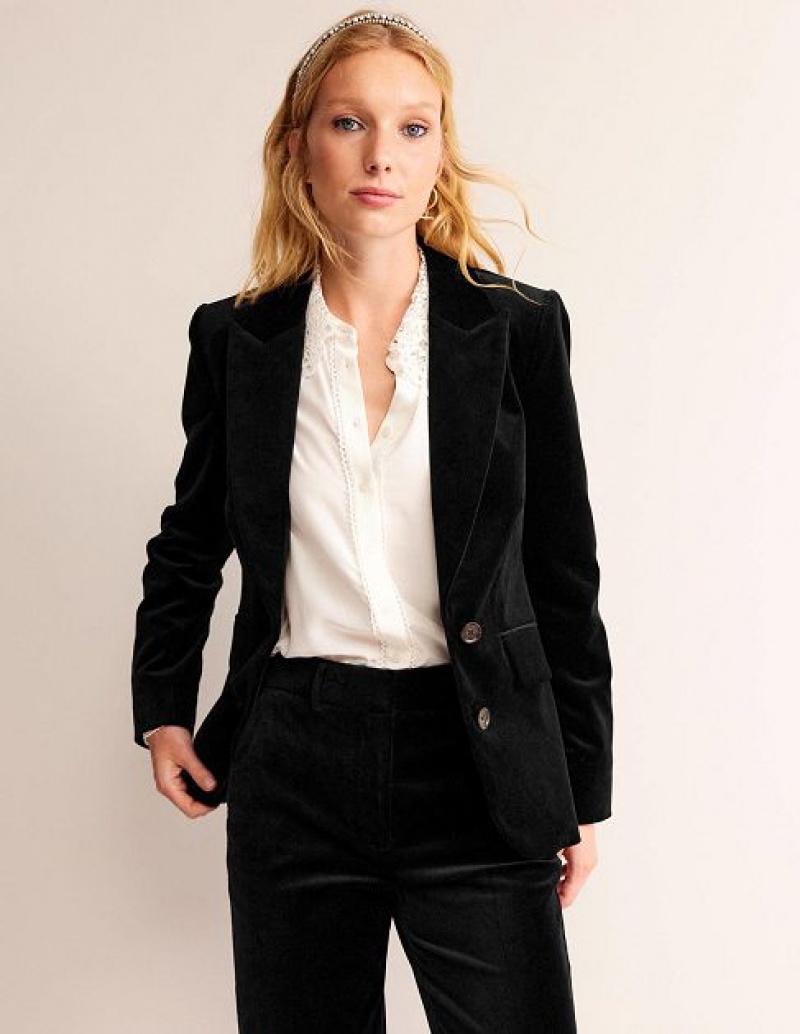 Black Women's Boden The Marylebone Velvet Blazers | 53689TQYE