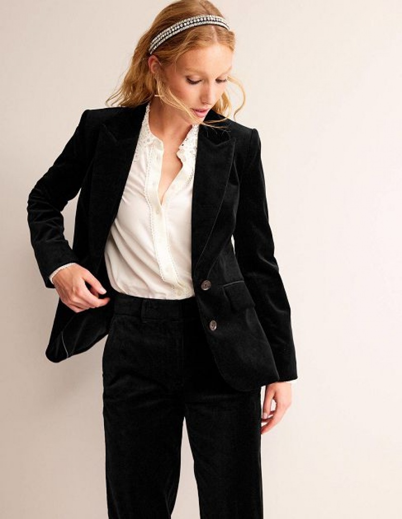 Black Women\'s Boden The Marylebone Velvet Blazers | 53689TQYE