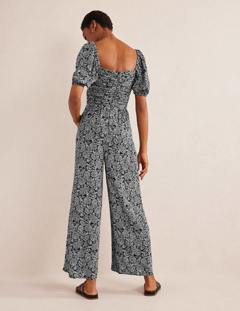 Black Women's Boden Tie Neck Keyhole Jumpsuit | 39064JWET