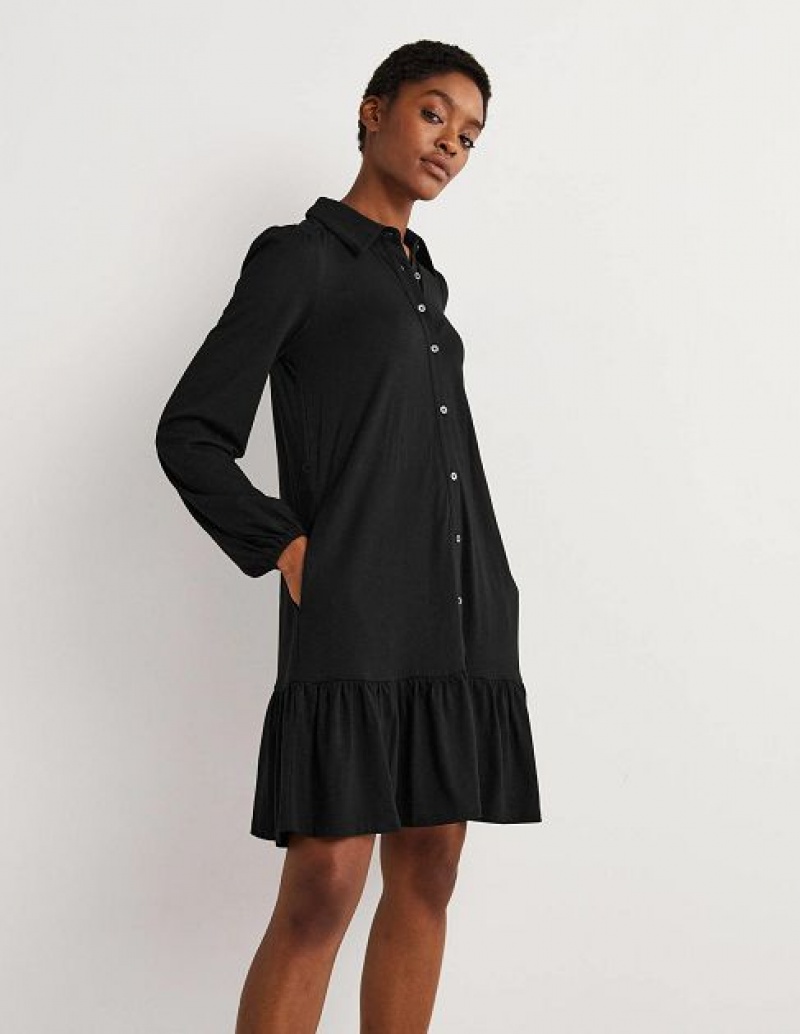 Black Women's Boden Tiered Jersey Shirt Mini Dress | 34508UBAK