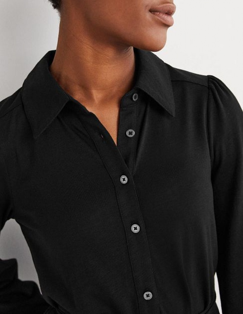 Black Women's Boden Tiered Jersey Shirt Mini Dress | 34508UBAK