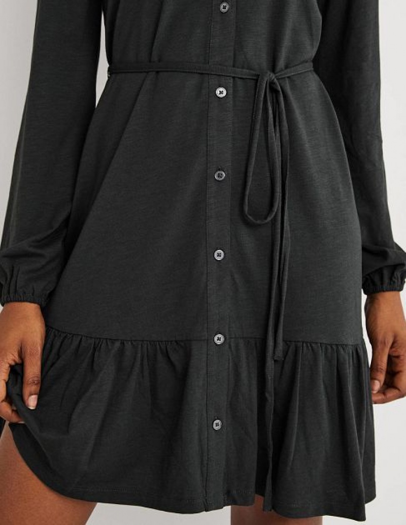 Black Women's Boden Tiered Jersey Shirt Mini Dress | 73418FYKG