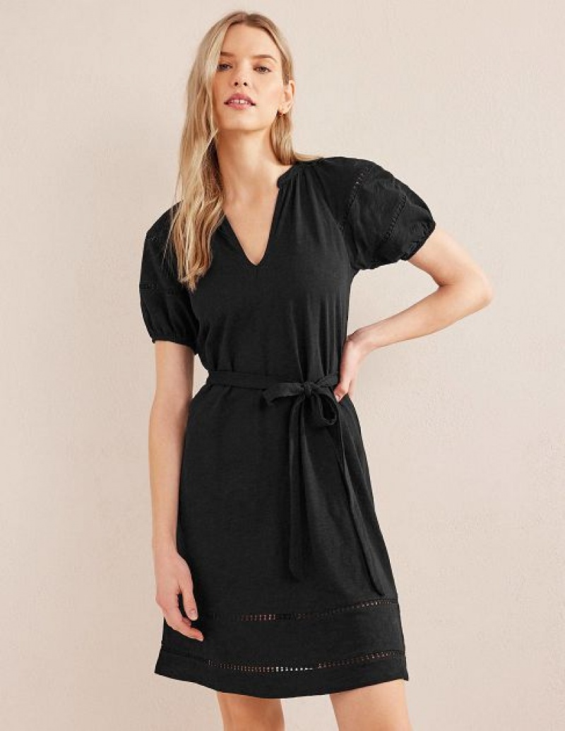 Black Women\'s Boden Trim Detail Jersey Dress | 69582JEMW