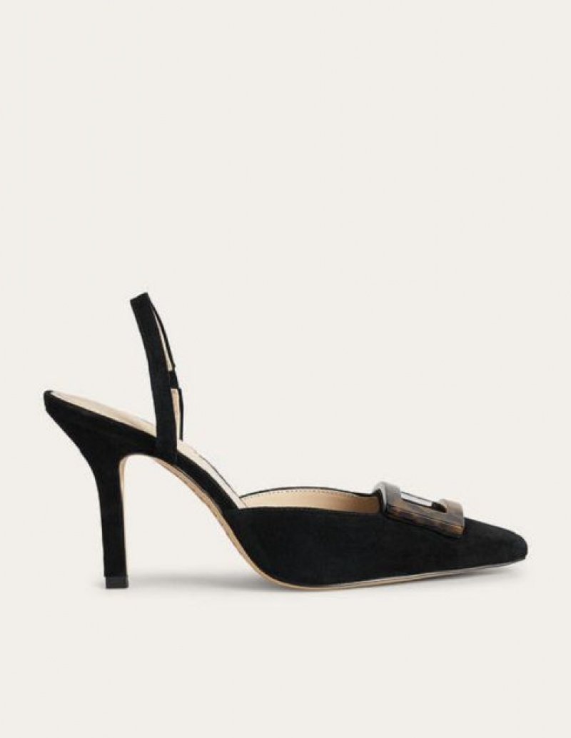 Black Women's Boden Trim Detail Slingback Heels | 49687SAHW