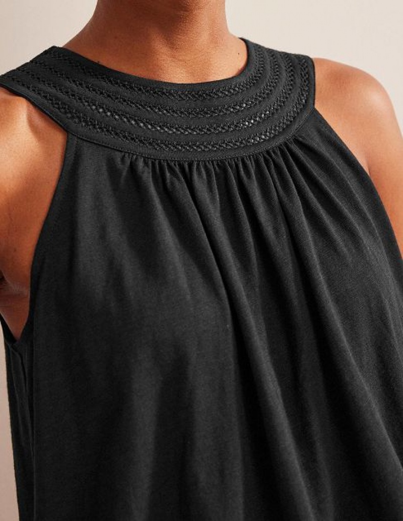 Black Women's Boden Trim Neck Jersey Swing Tops | 94873BLOX