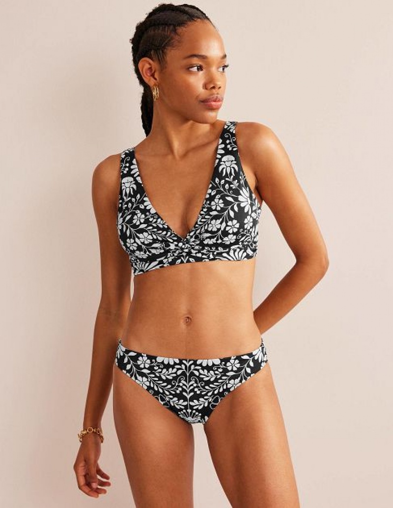 Black Women's Boden Twist Front Classic Bikini Tops | 82379VAUI